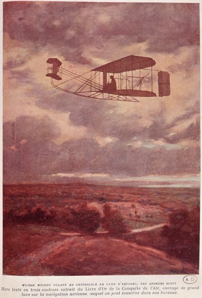 Wilbur Wright durante il suo volo notturno da record al Camp d
